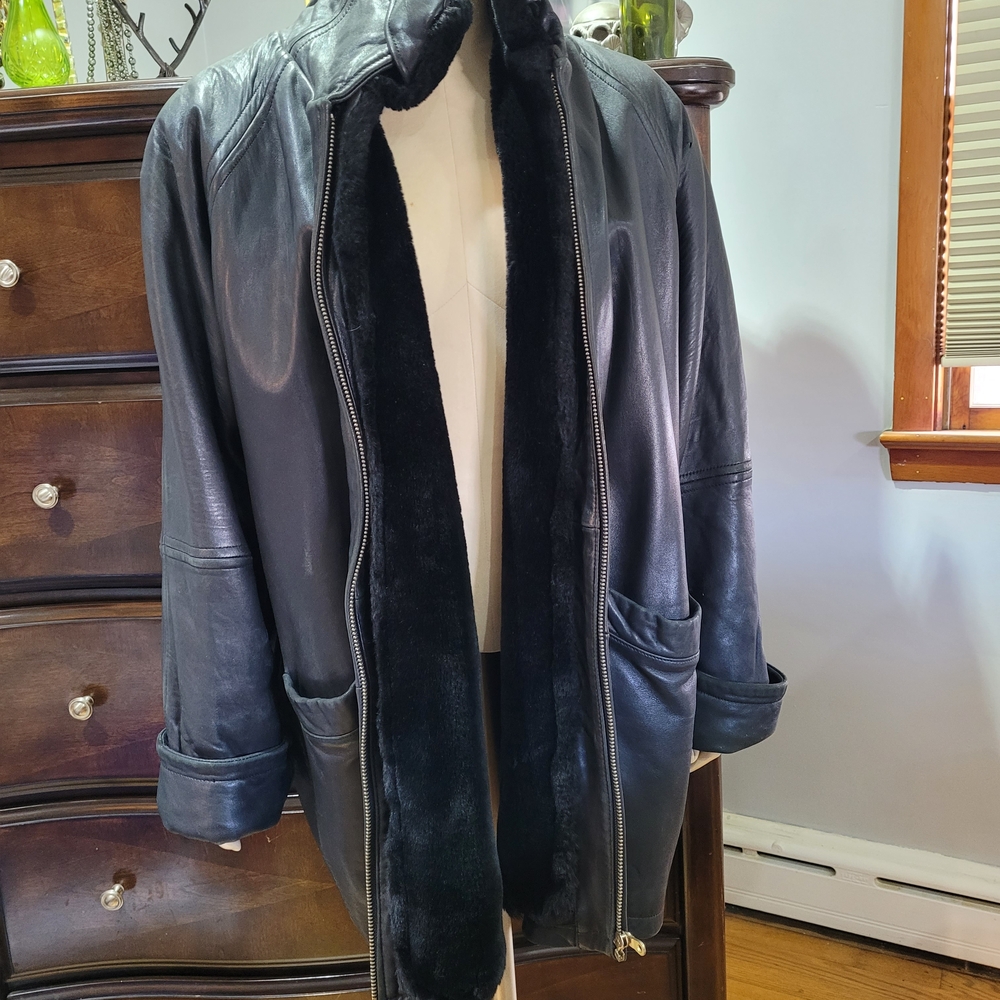Anrew Marc Leather Black Outerwear Vintage